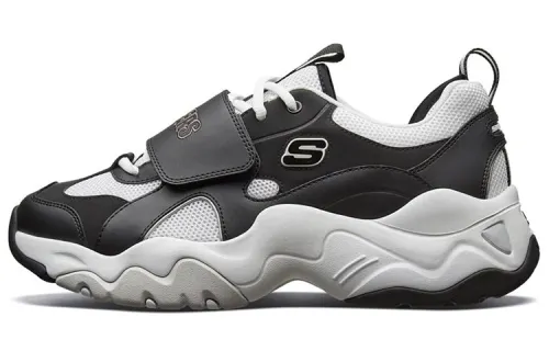 Skechers D'LITES 3.0 Textile, Synthetic Leather Hook and loop Low top Chunky Sneakers Men's Black White