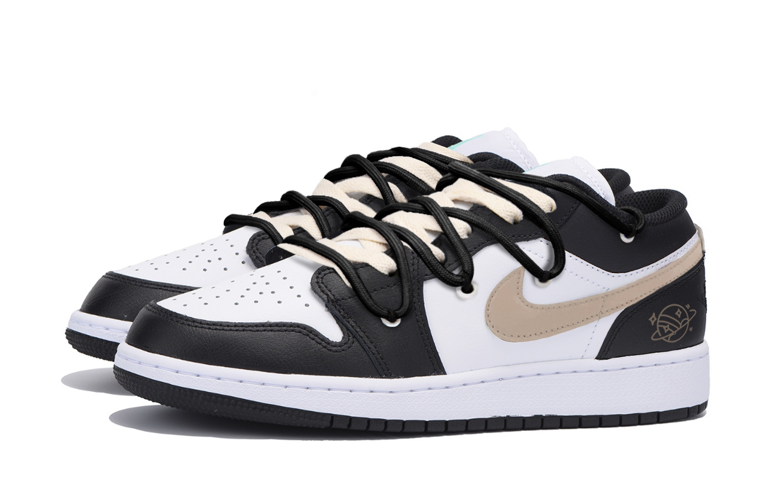Jordan Air Jordan 1 Abrasion Resistant Slip Resistant Low top Vintage Basketball Shoes Men’s Black White Brown