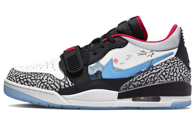 Jordan Legacy 312 Slip Resistant Abrasion Resistant Low top Vintage Basketball Shoes Men's Black Blue Red