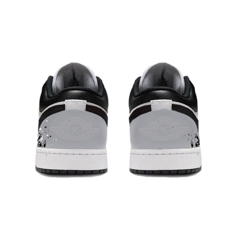 Jordan 1 Gray Ink Assassin Abrasion Resistant Low top Vintage Basketball Shoes Men’s Black Gray