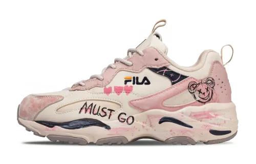 FILA Tracer Graffiti Bear Fabric Breathable Low top Chunky Sneakers Unisex