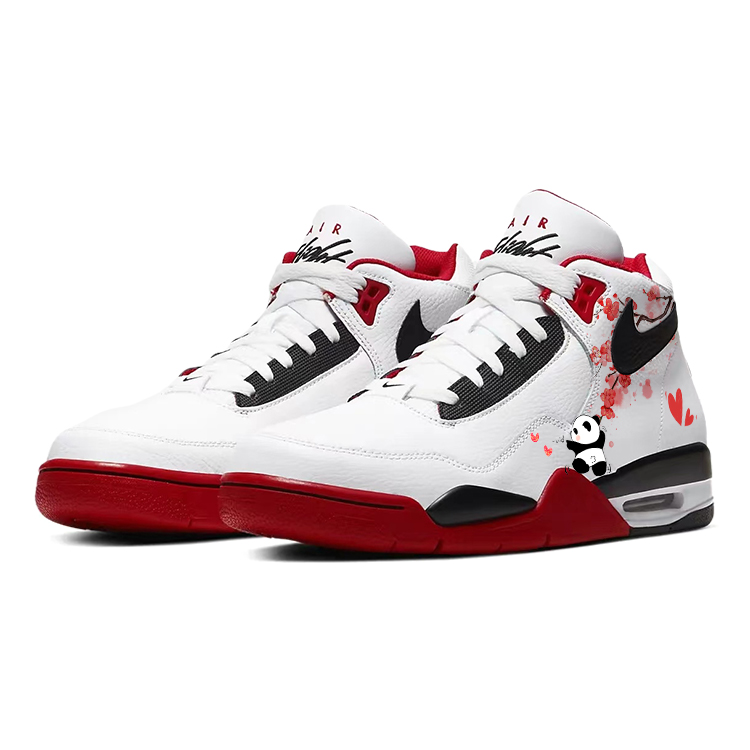 Nike Flight Legacy Cushioning Slip Resistant Abrasion Resistant Mid top Vintage Basketball Shoes Unisex Red White