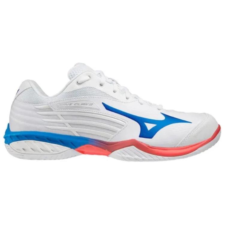Mizuno Wave Claw 2 Cushioning, Wear Resistant Low top Badminton Shoes Unisex White Blue