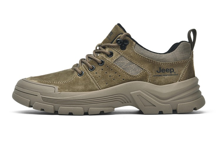 Jeep Textile, Pigskin Comfortable Round Toe Low top Outdoor Shoes Men’s Khaki