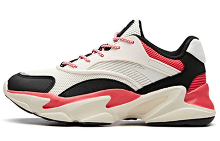 ANTA Chunky Sneakers Women's Low Top Ivory White/Black/Crimson