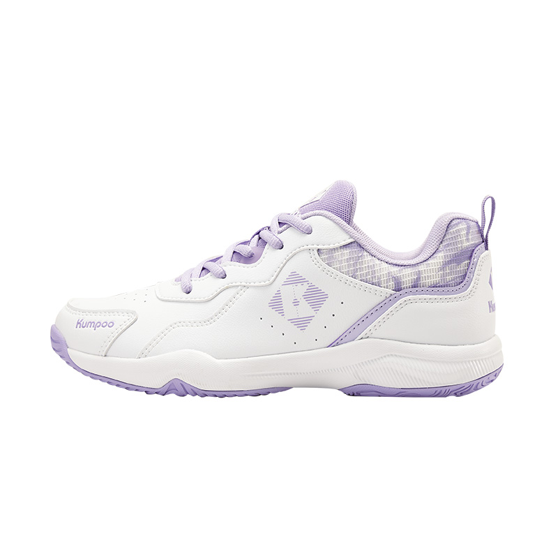KUMPOO Cushioning Slip Resistant Support Low top Badminton Shoes Unisex White Purple