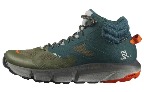 SALOMON Abrasion Resistant Mid top Mountaineering Hiking Shoes Men's Blue Green