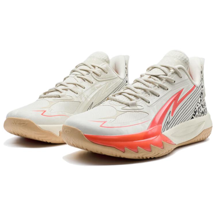 XTEP Slip Resistant Coverage Cushioning Low top Basketball Shoes Men’s Beige Red
