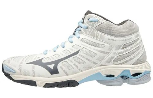 Mizuno Wave Voltage Volleyball Shoes Women's Mid Top White/Gray/Blue