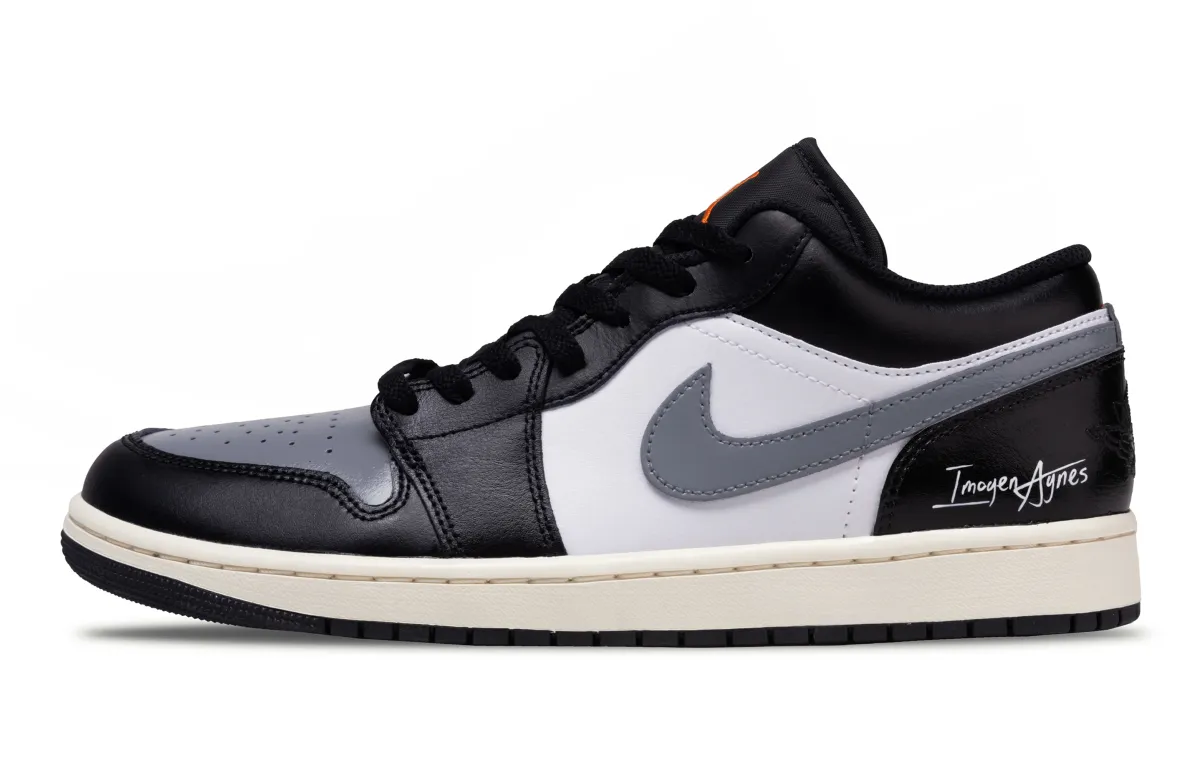 Jordan Air Jordan 1 With Mist Shadow Abrasion Resistant Low top Vintage Basketball Shoes Unisex Black Gray