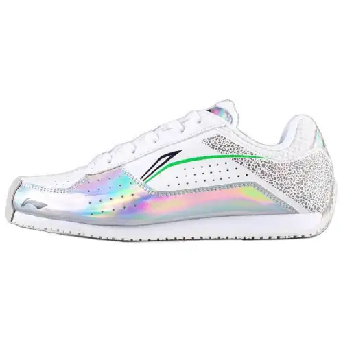Li Ning Comfortable Slip Resistant, Abrasion Resistant, Lightweight Low top Training Shoes Unisex White Silver