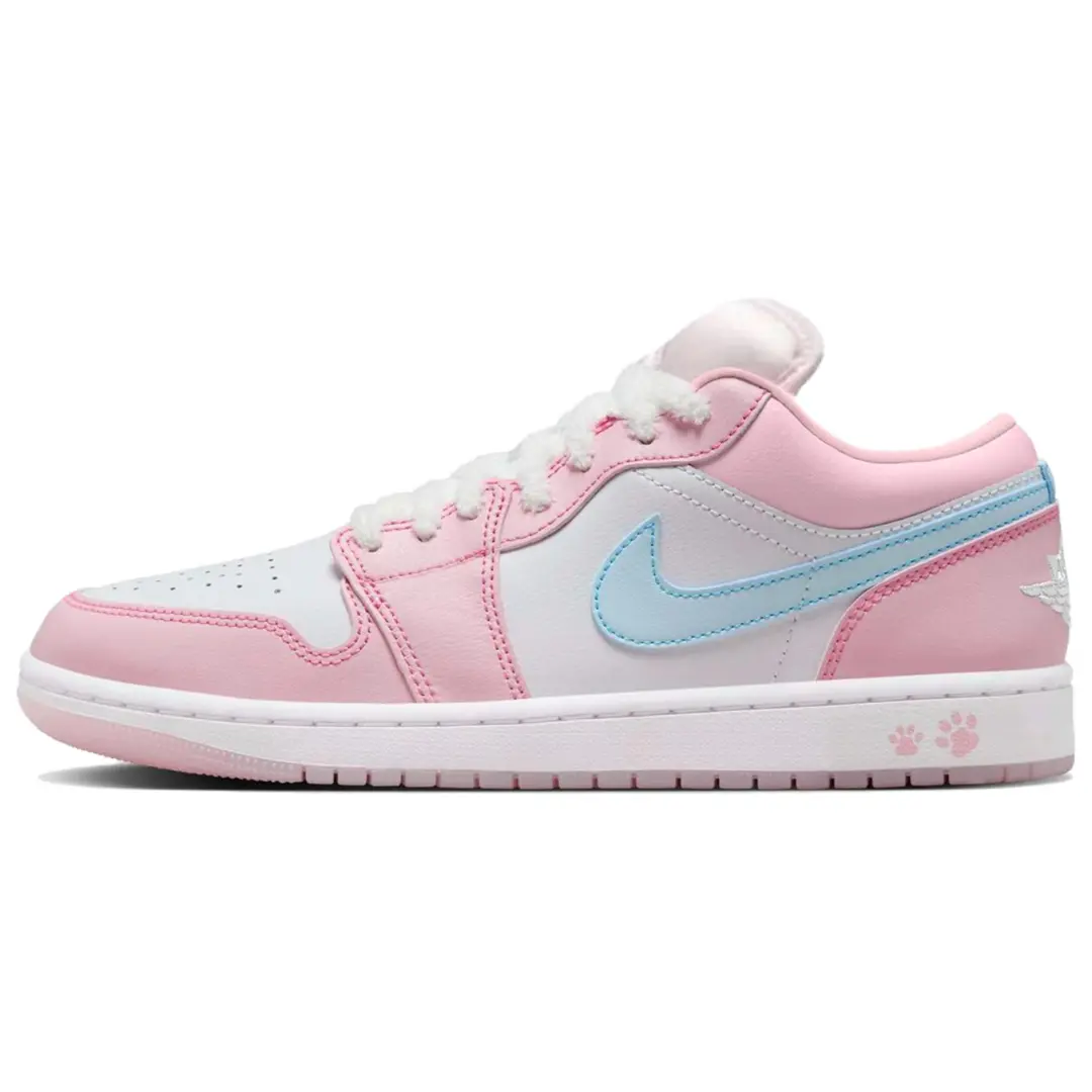 Jordan Air Jordan 1 Pink Cat Paw Abrasion Resistant Abrasion Resistant Low top Vintage Basketball Shoes Women's