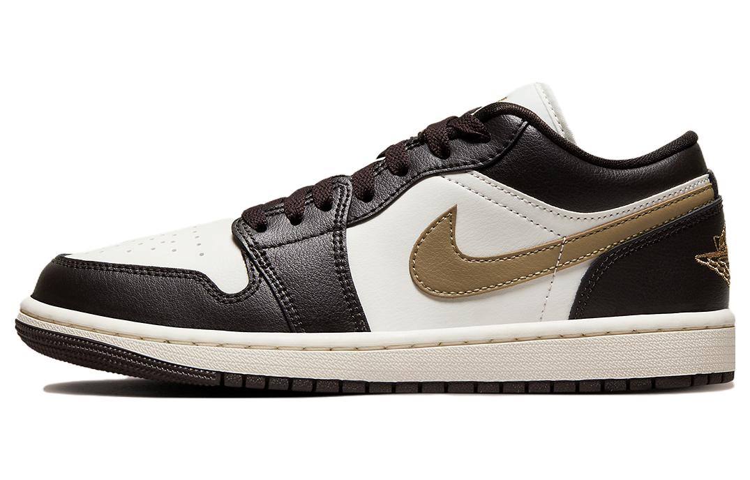 Jordan Air Jordan 1 Gold Hook Mocha Classic Trend Exquisite Details Shock Absorbing Anti-Slip Wear-Resistant Low-top Retro Basketball Shoes Women's Brown