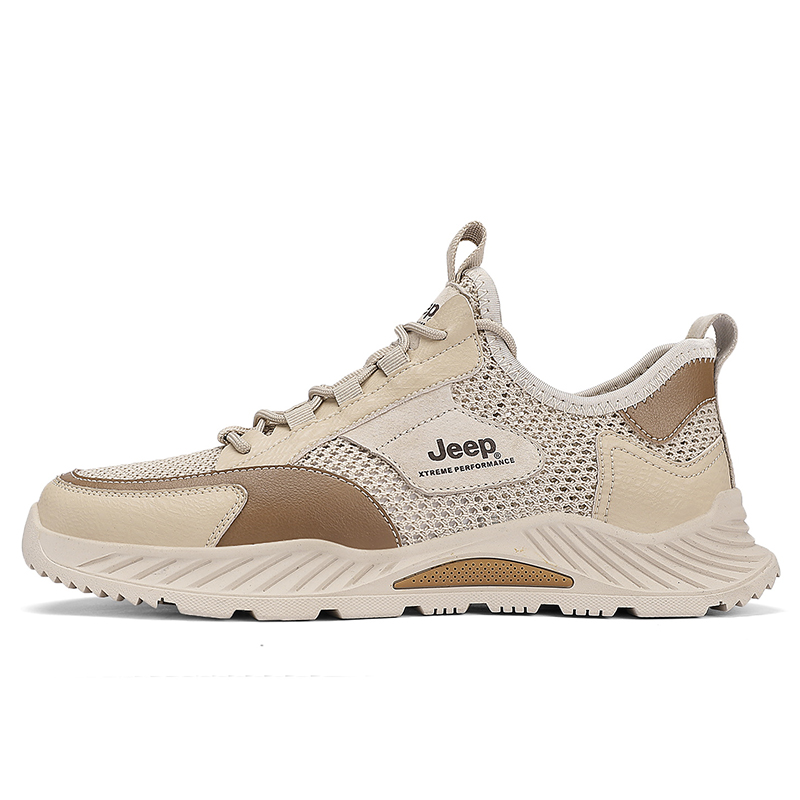Jeep Abrasion Resistant Cushioning, Odor Resistant Low top Mountaineering Hiking Shoes Men’s Beige