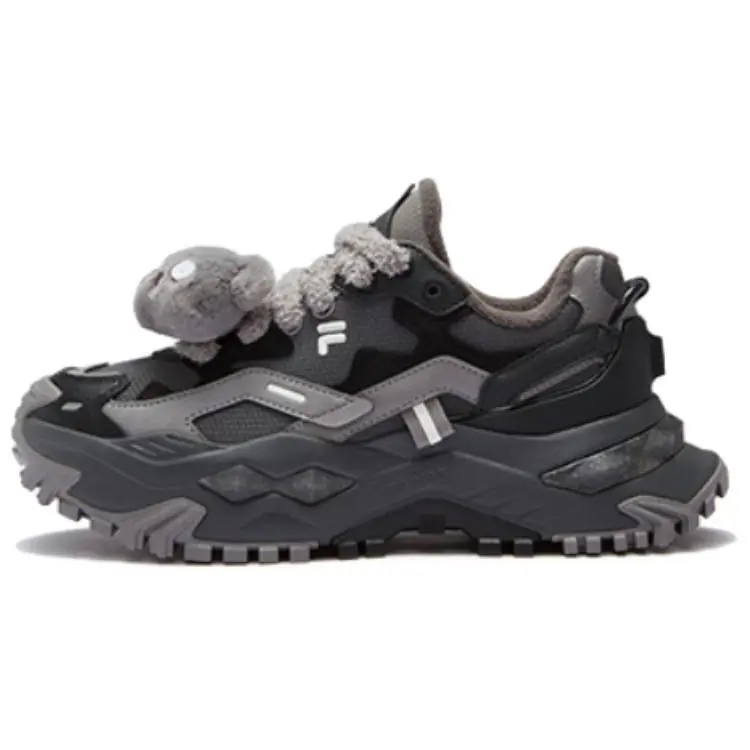 FILA FUSION BIANCO WE Pirate Bear Abrasion Resistant Height Increasing Low top Chunky Sneakers Women's Black Gray