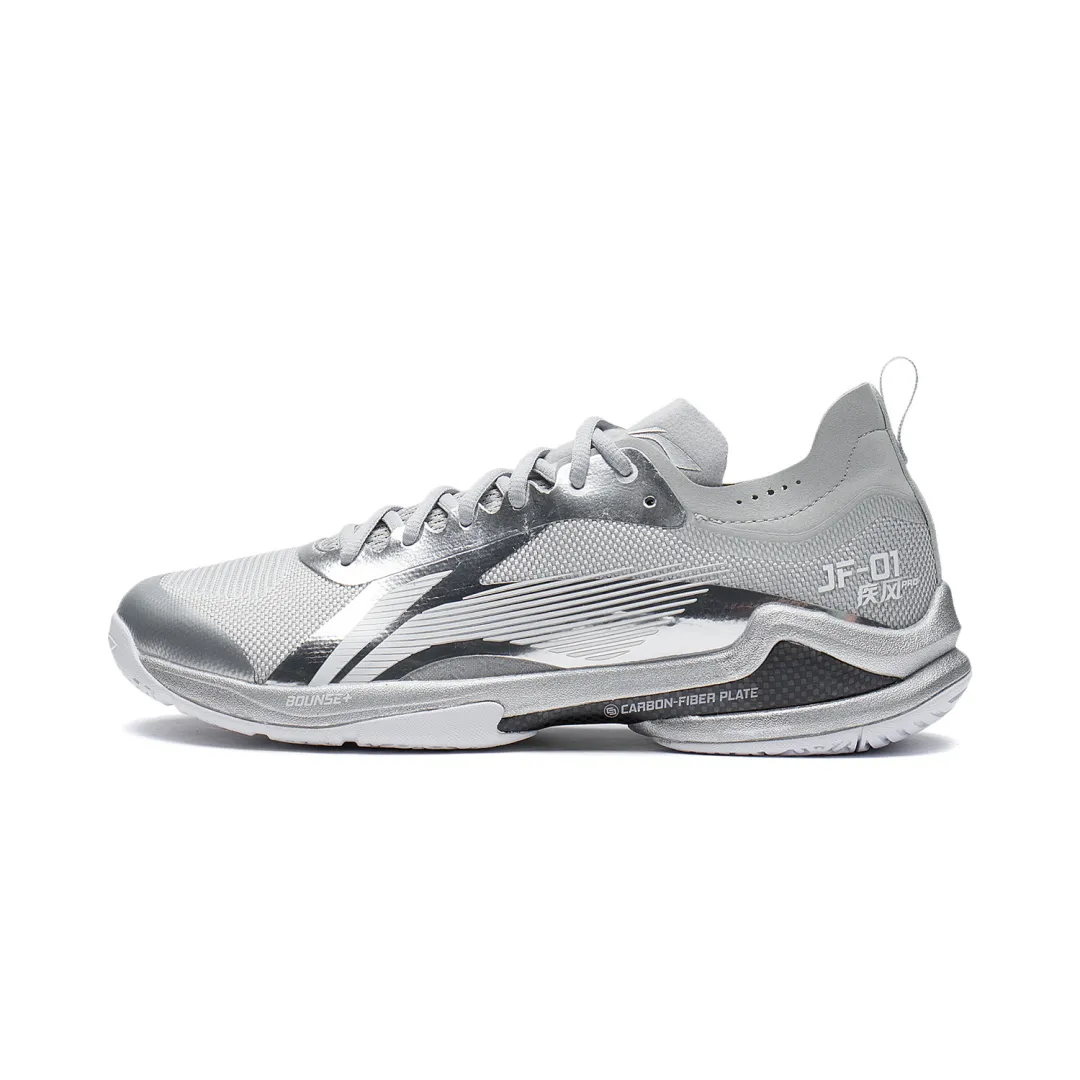 Li Ning Sprint Pro Textile, Synthetic Leather Comfortable Low top Badminton Shoes Unisex Silver