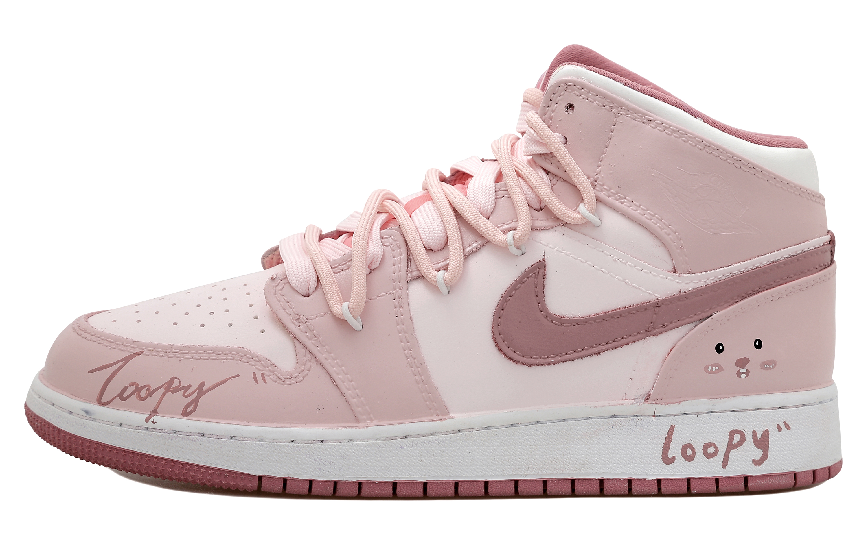 Jordan Air Jordan 1 Mid OKHR High top Vintage Basketball Shoes GS Pink