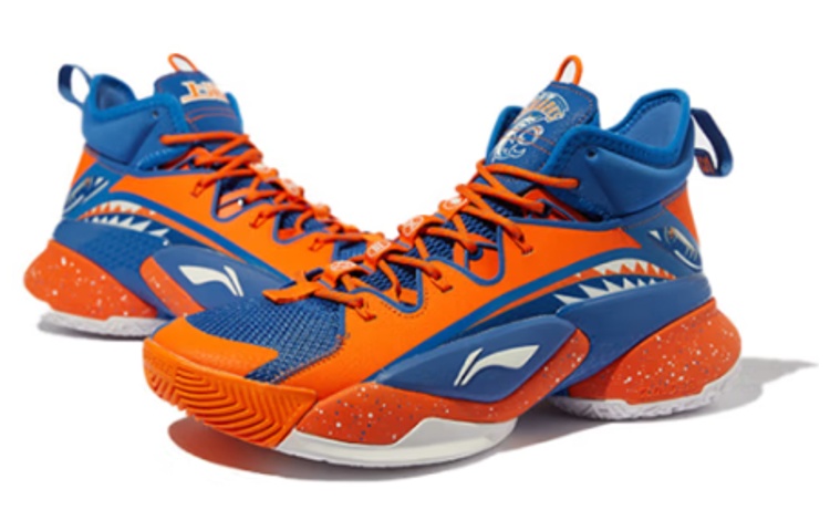Li Ning Power 7 Premium Mid top Basketball Shoes Men’s Orange Blue
