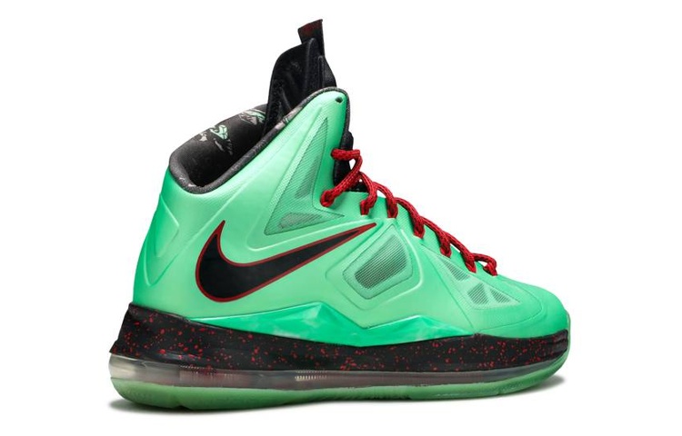 Мужские кроссовки Nike Lebron 10 Cutting Jade (зеленые) — 黑/大学红/玻璃纤维 — фото 4