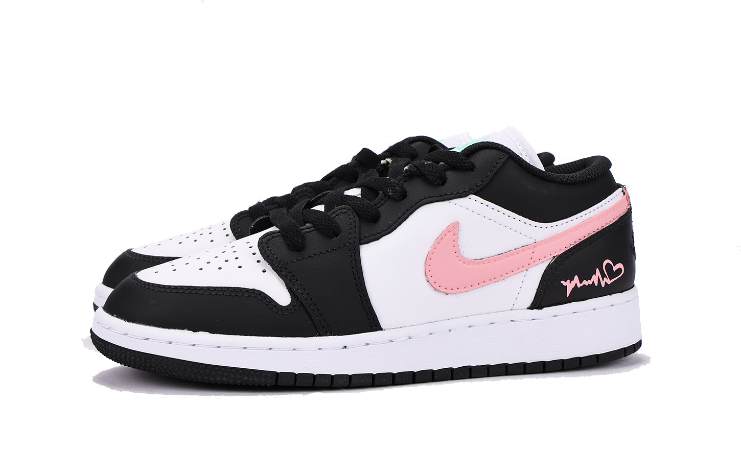 Jordan Air Jordan 1 Chestnut Synthetic Leather Slip Resistant Coverage Low top Vintage Basketball Shoes GS Black Pink