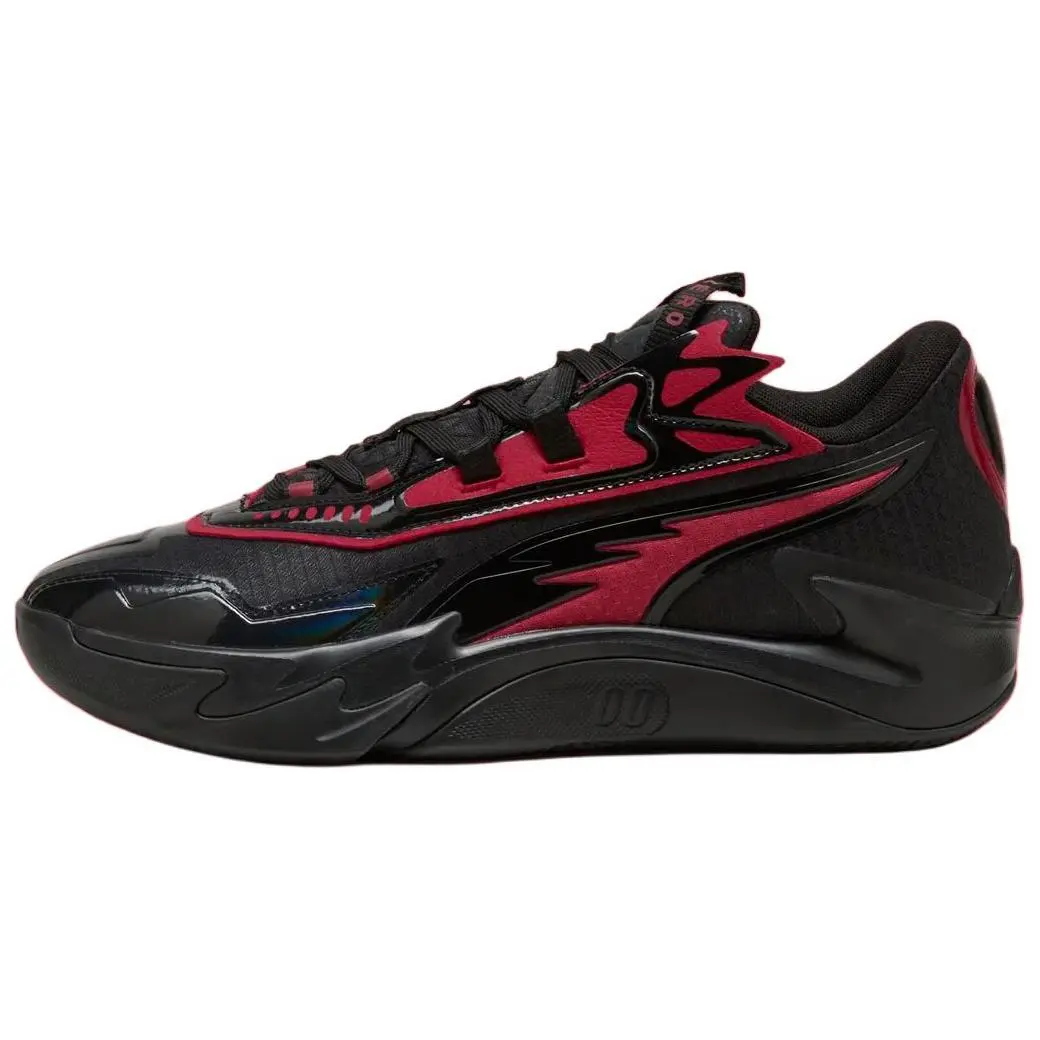PUMA Scoot Zeros Slip Resistant Abrasion Resistant Low top Basketball Shoes Men's Black Red
