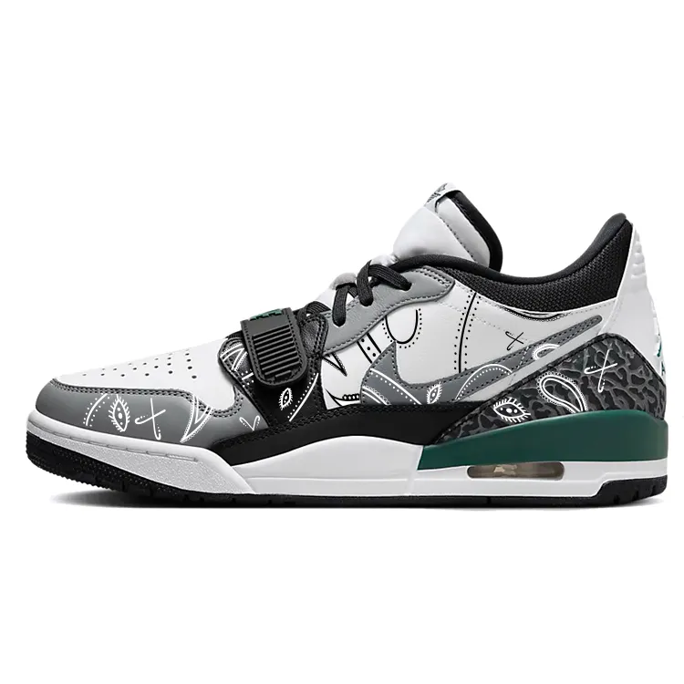 Jordan Legacy 312 Cushioning Slip Resistant Low top Vintage Basketball Shoes Men's White Black