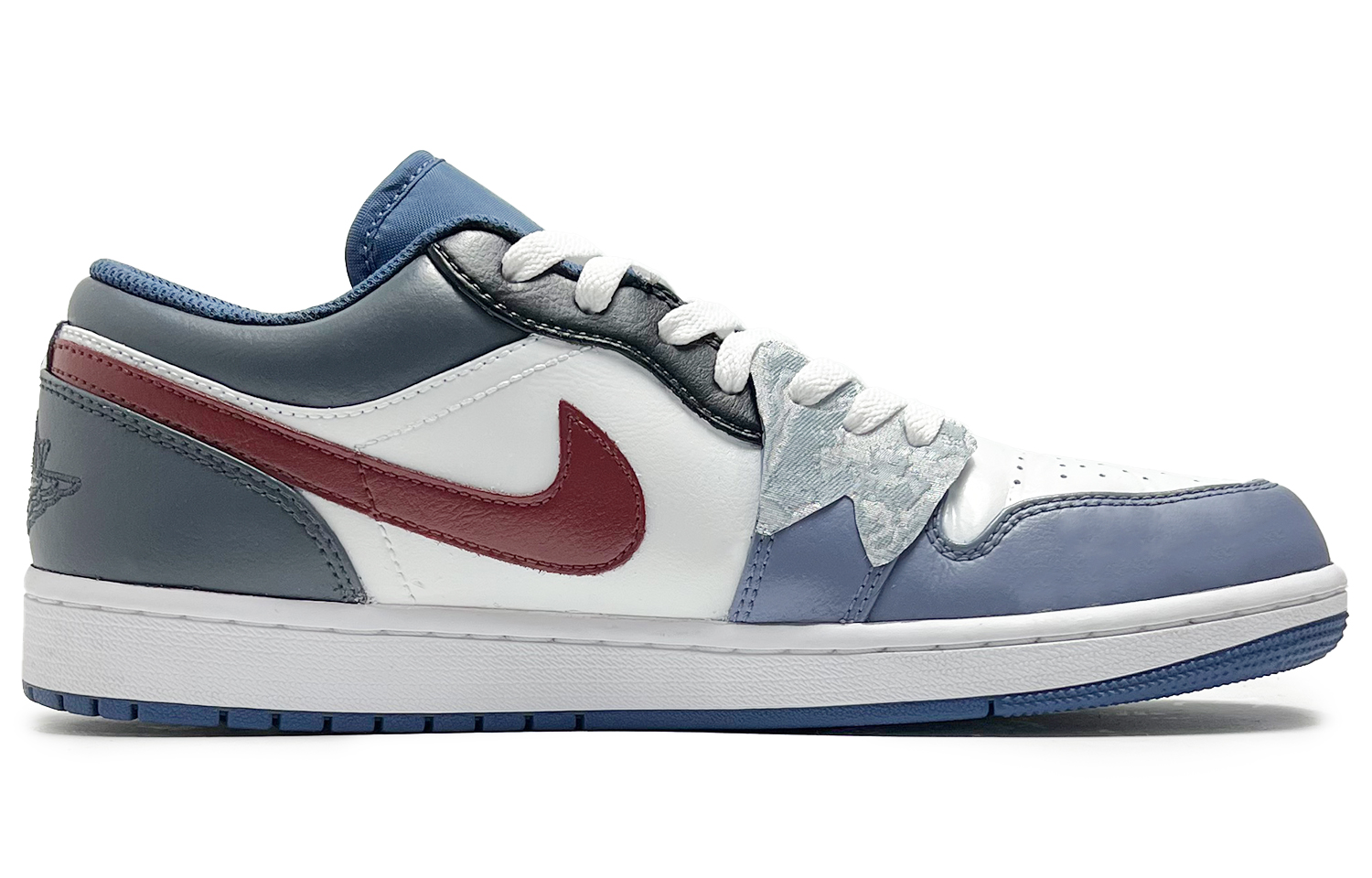 Jordan Air Jordan 1 Cushioning Slip Resistant Abrasion Resistant Low top Vintage Basketball Shoes Men’s Blue Red