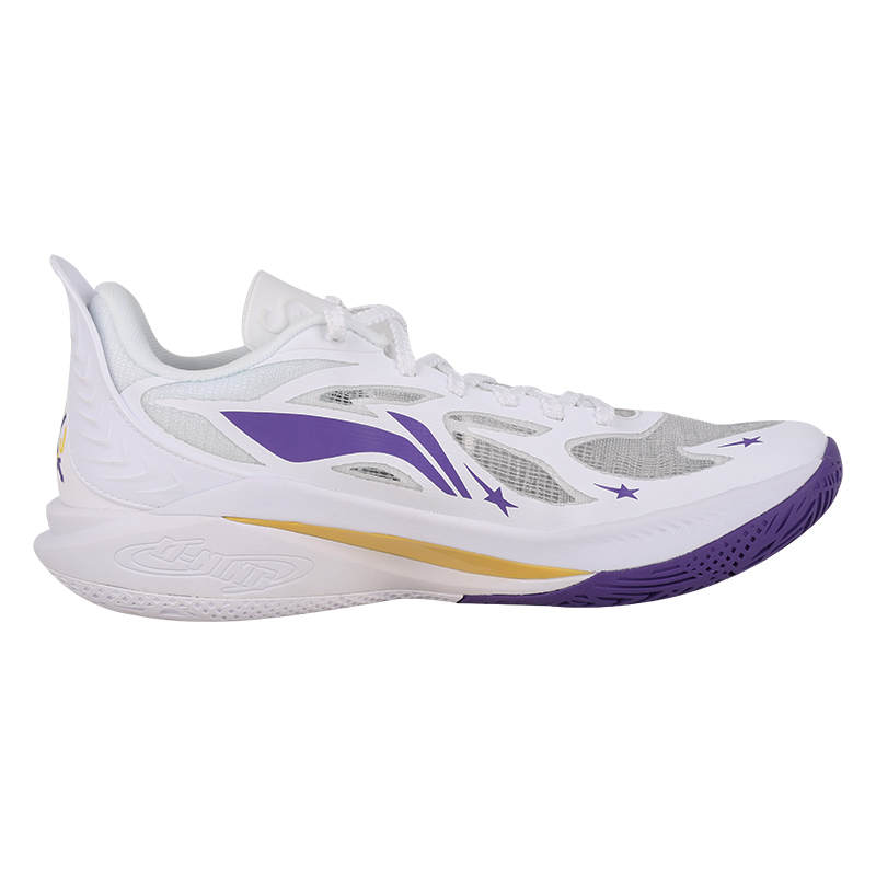 Li Ning SONIC 12 PE Edition Flat Cushioning, Wear Resistant Low top Basketball Shoes Men’s White Purple