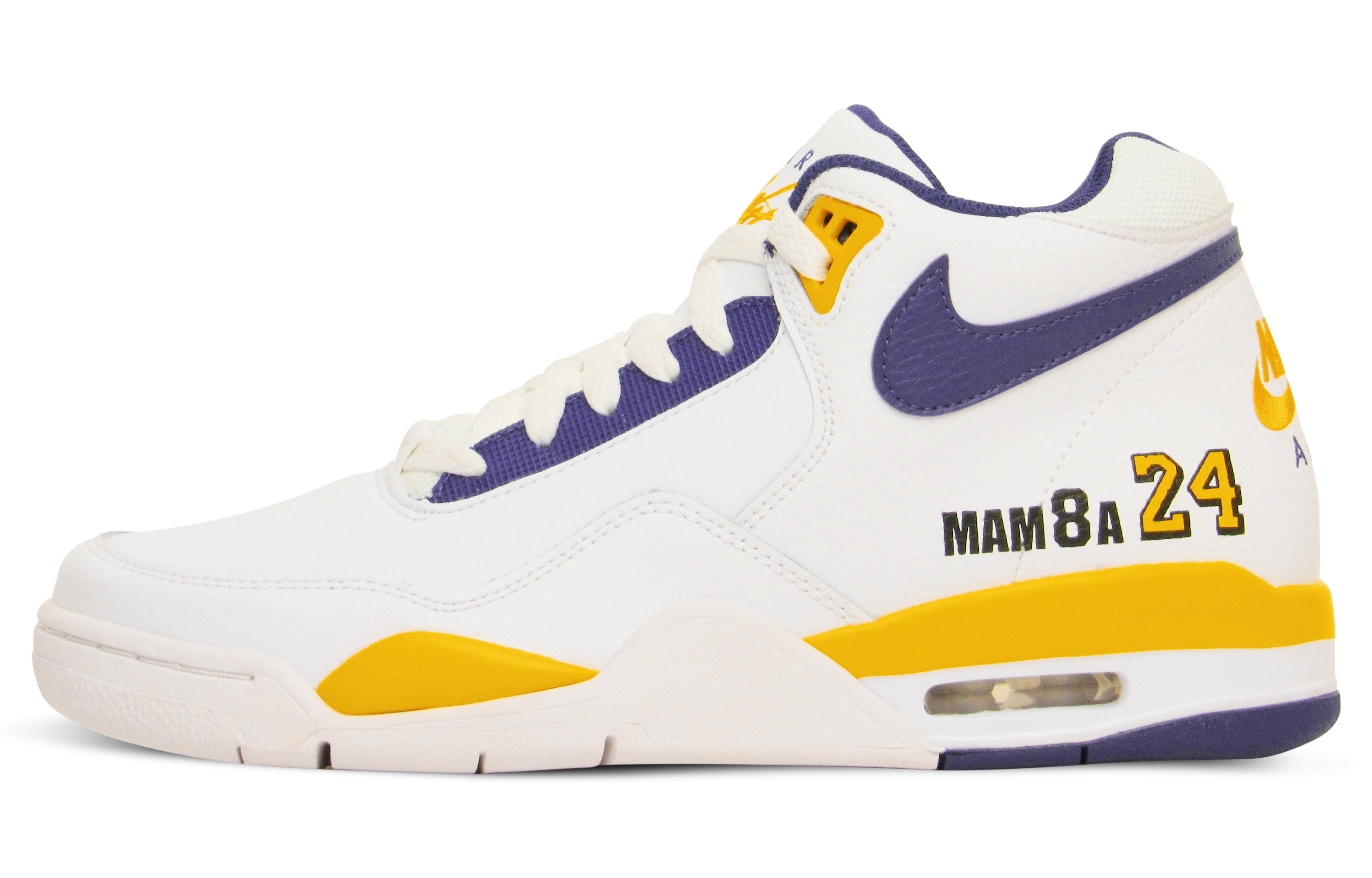 Nike Flight Legacy Purple Gold Mamba 24 8 Leather Cushioning Slip Resistant Abrasion Resistant Mid top Basketball Shoes