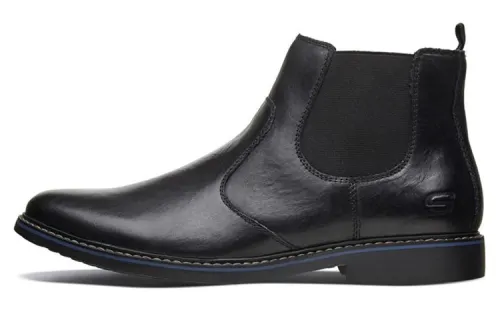 Skechers BREGMAN Leather Ankle Length Chelsea Boots Men's Black
