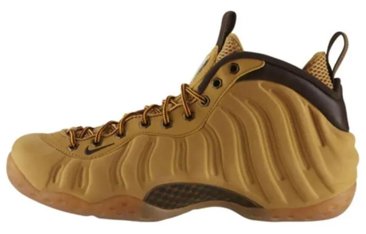 Nike Foamposite One Wheat Mid top Basketball Shoes Men's Brown Yellow