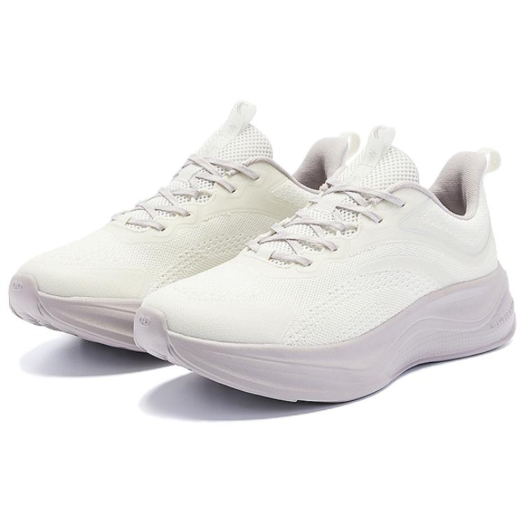 QIAODAN Synthetic Leather Cushioning Breathable Cushioning Breathable Low top Training Shoes Women’s White Gray