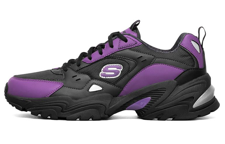 Skechers Skechers Stamina V2 One Punch Man co-branded Sonic Sonic synthetic leather fabric comfortable low top dad shoes men's black and purple