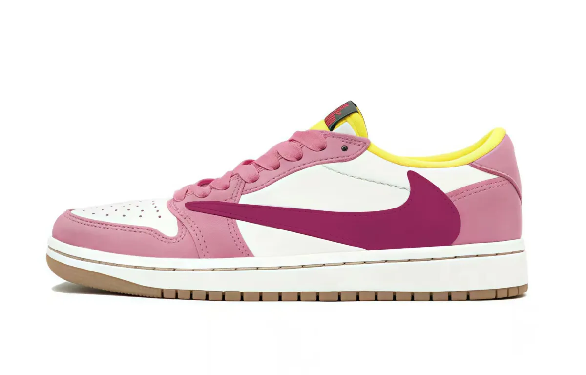 Travis Scott x Jordan Air Jordan 1 Travis Scott X AJ1 7.0 Low top Basketball Shoes Unisex Pink