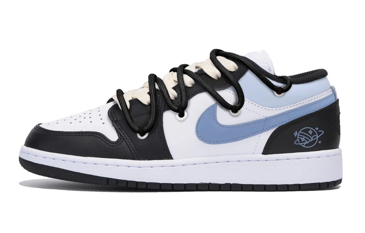 Jordan Air Jordan 1 Abrasion Resistant Low top Vintage Basketball Shoes Men's Black Blue