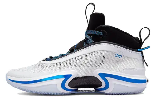 Jordan Air Jordan 36 Sport Blue simple and comfortable lace-up fabric synthetic leather TPU shock-absorbing anti-slip wear-resistant wrapping support mid-top basketball shoes men's white blue foreign version