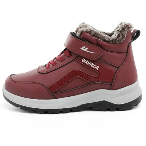 Warrior, warm winter sports comfortable low boots, non-slip breathable keep warm wear-resistant shock-absorbing walking shoes, for middle age, soft sole