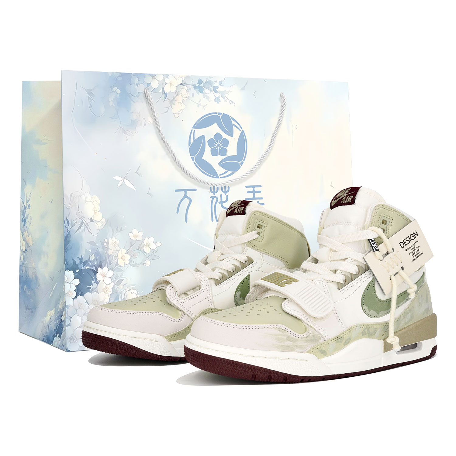 Jordan Legacy 312 Slip Resistant Abrasion Resistant High top Vintage Basketball Shoes Men’s White Green
