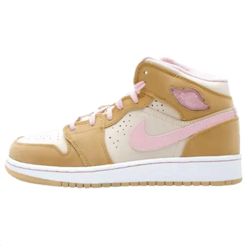 Jordan 1 Slip Resistant Abrasion Resistant High top Vintage Basketball Shoes Women's Beige