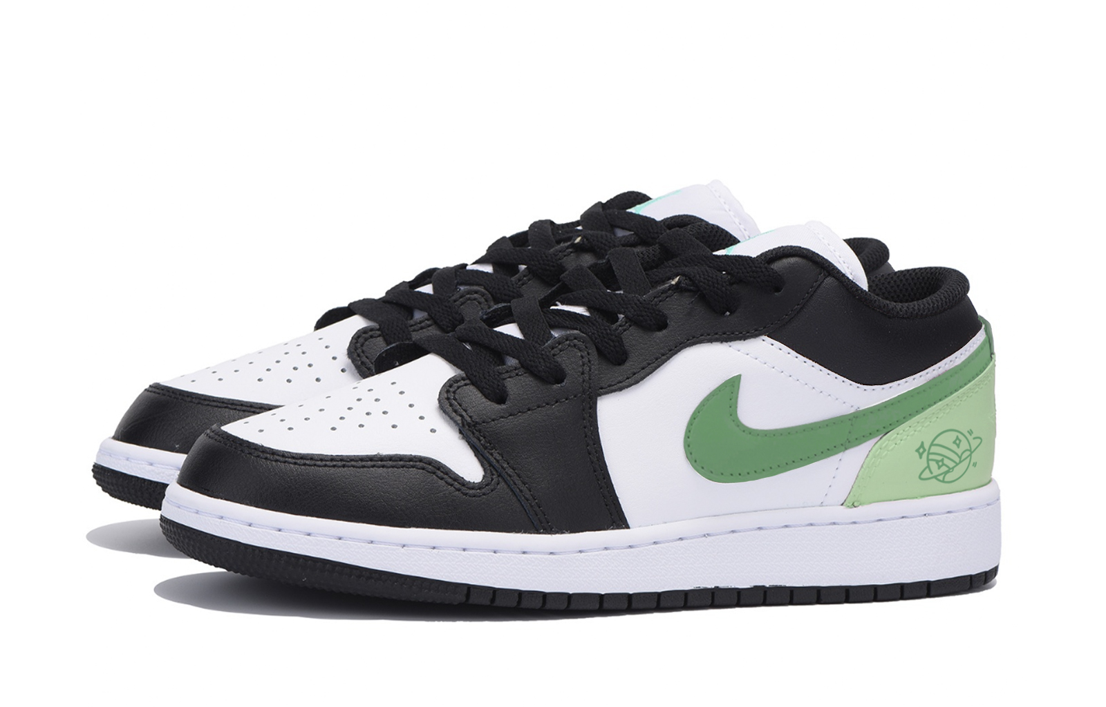Jordan Air Jordan 1 Slip Resistant Abrasion Resistant Low top Vintage Basketball Shoes Men’s Black Green