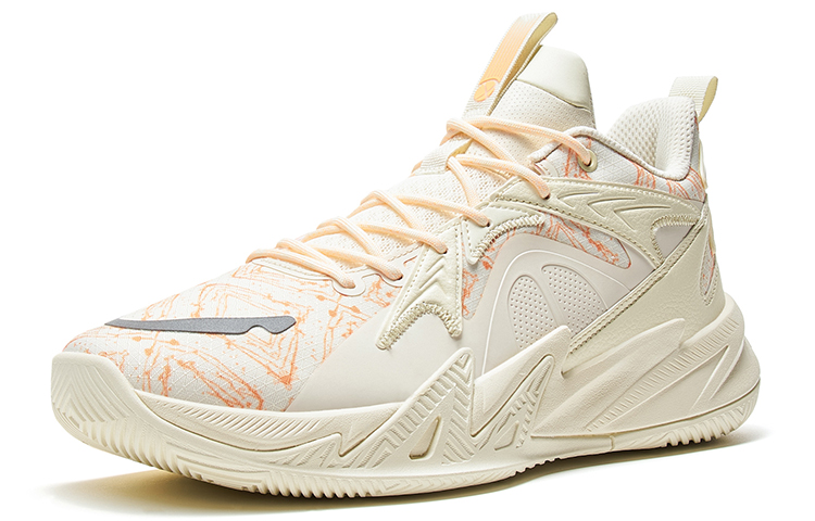 XTEP Reverse 1 V2 Slip Resistant Abrasion Resistant Low top Basketball Shoes Men’s Beige Orange