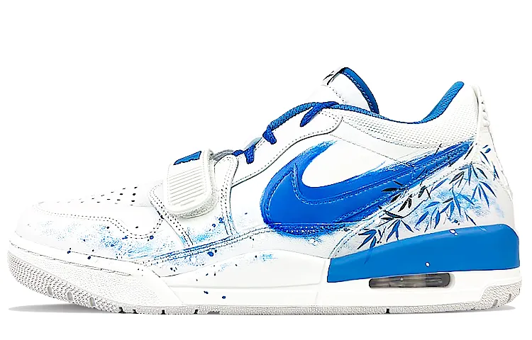 Jordan Legacy 312 Cushioning Slip Resistant Cushioning Slip Resistant Low top Vintage Basketball Shoes Men's Blue White