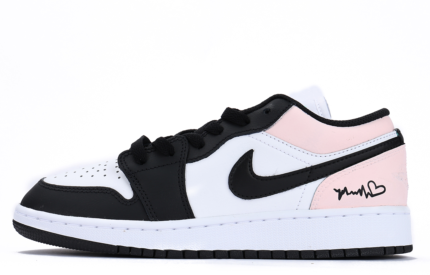 Jordan Air Jordan 1 Chestnut Leather Slip Resistant Coverage Low top Vintage Basketball Shoes GS Black Pink
