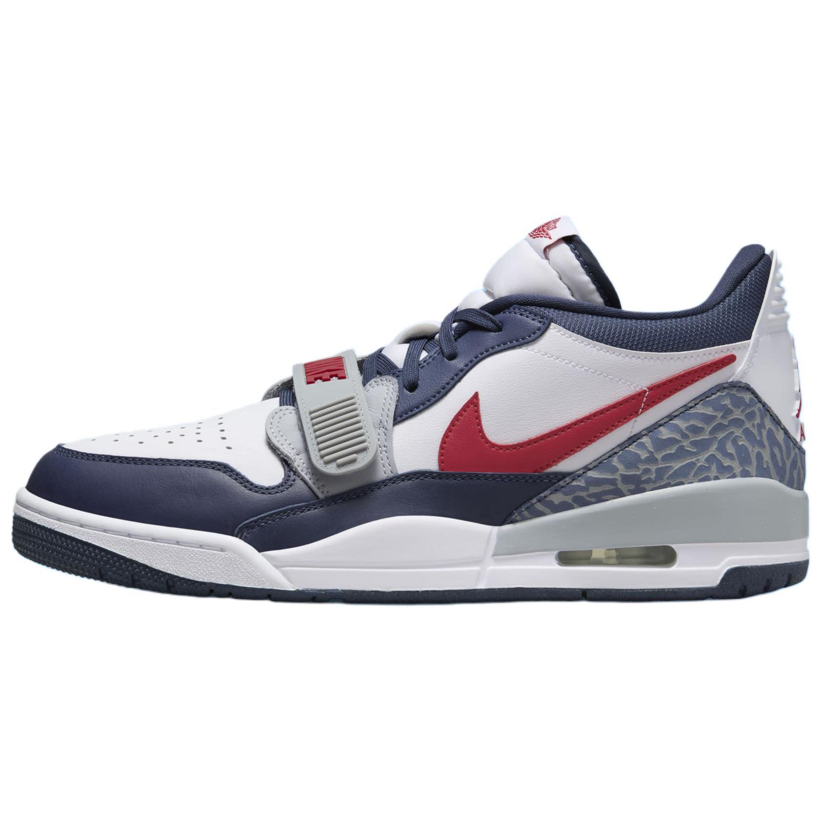 Jordan Legacy 312 leather Low, comfortable and versatile, wear-resistant, low-top, retro basketball shoes, same style for men and women, white, blue and red
