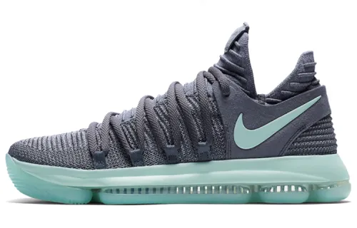 Nike KD 10 Zoom Durant 10 round toe lace-up fabric shock-absorbing anti-slip wear-resistant wrapping low-top practical basketball shoes men's gray green foreign version