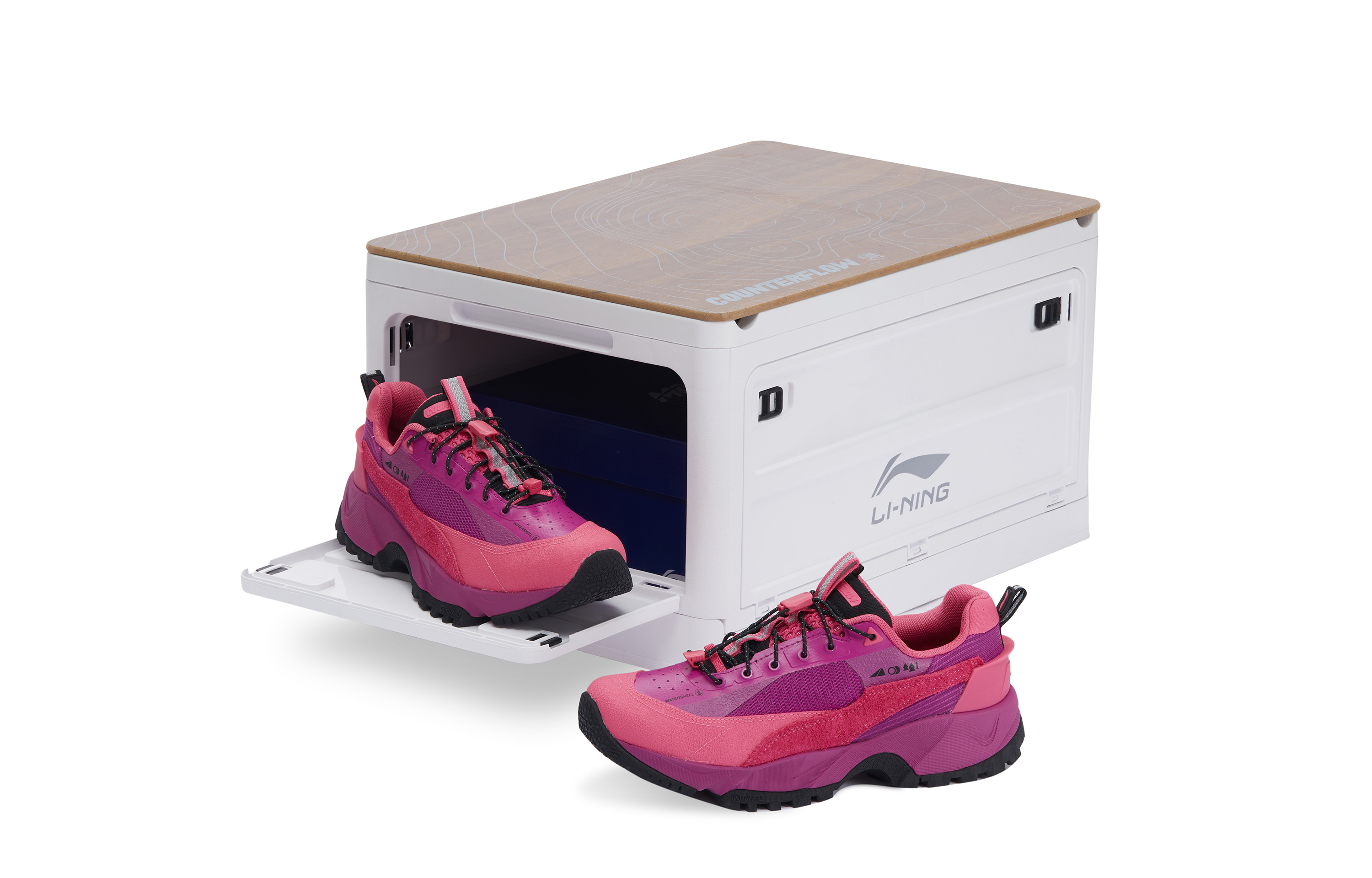 LiNing CF traceable Xingye Pro special shoe box shock-absorbing and wear-resistant low-top outdoor hiking shoes women's pink purple