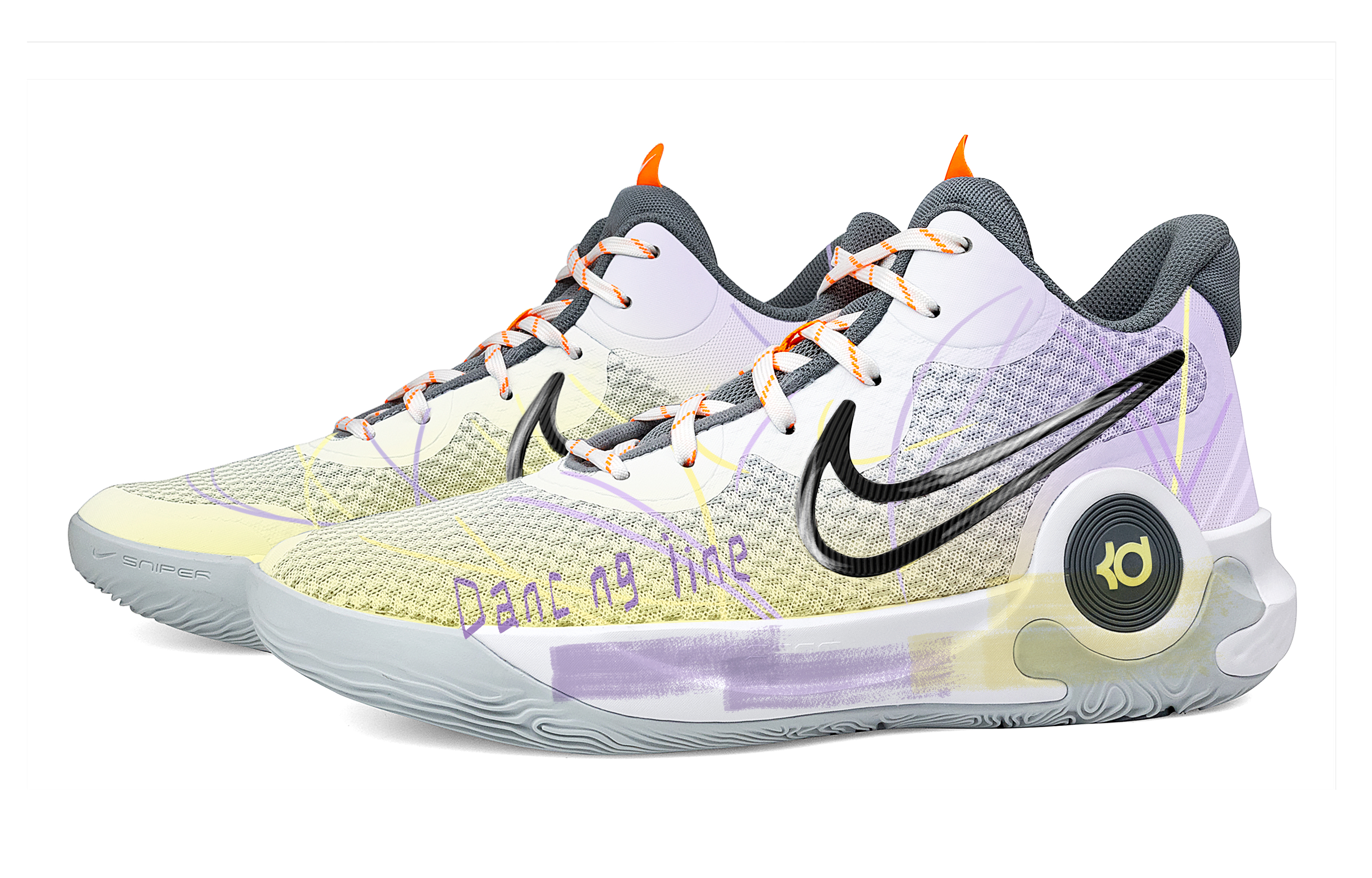 Nike KD Trey 5 IX Basketball Shoes Unisex Mid Top Yellow/Purple/Gray/Black