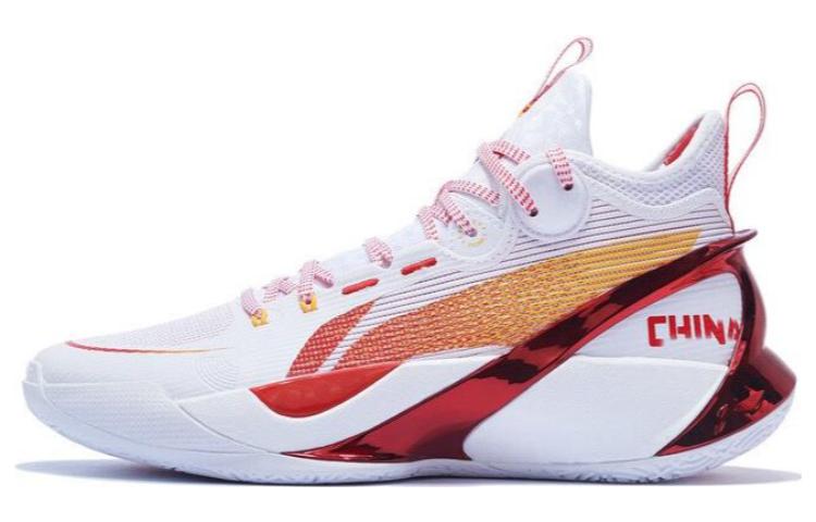 Li Ning SONIC Ultra Cushioning Slip Resistant Abrasion Resistant Mid top Basketball Shoes Men's White Red
