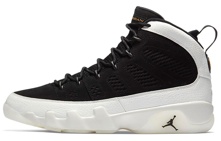 Jordan Air Jordan 9 Retro All-Star Los Angeles Leather OG Versatile Shock Absorbing Anti-Slip Breathable High Top Retro Basketball Shoes Men's Black and White 2018 Edition