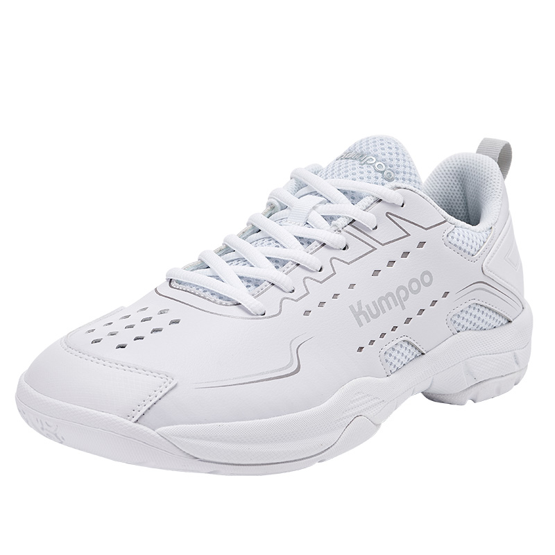 KUMPOO Badminton Shoes Unisex Low Top White Silver